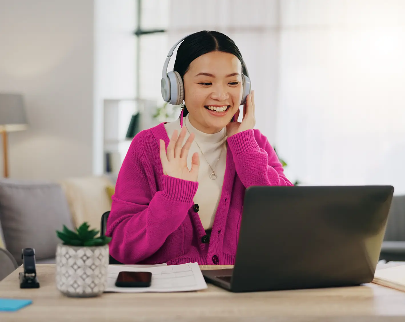 employee on video interview