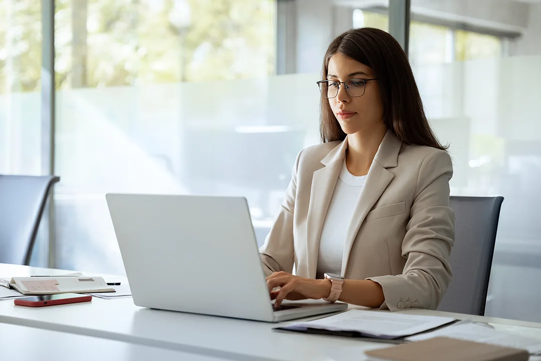 Woman looking at her computer