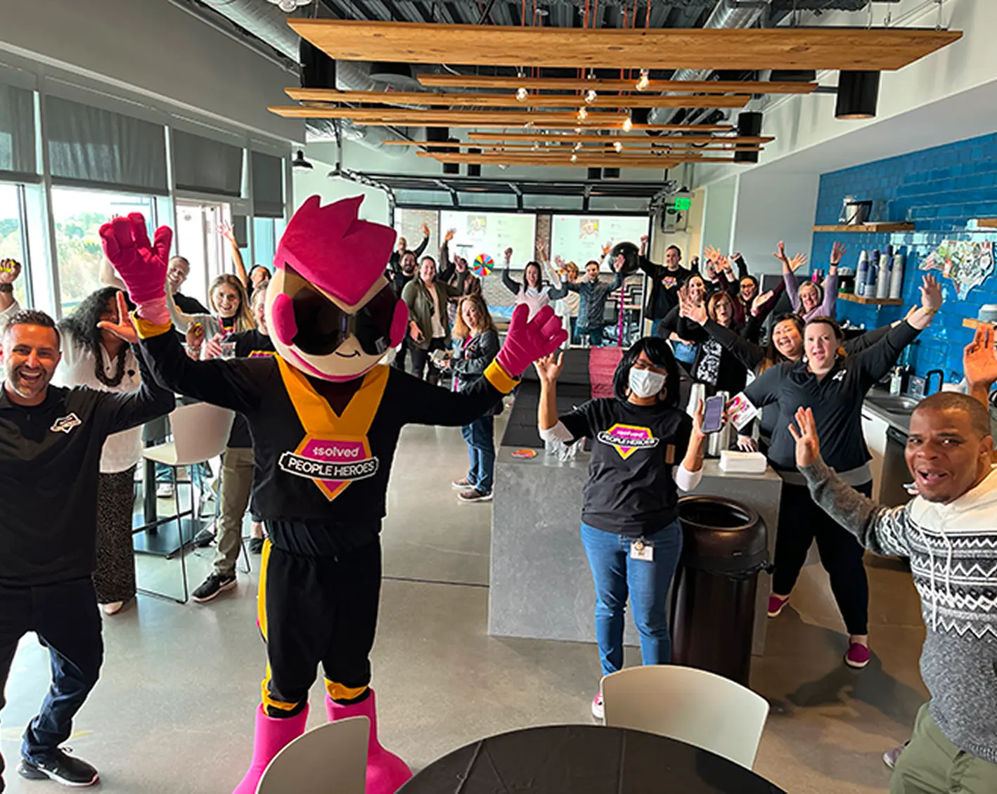 isolved superhero with employees