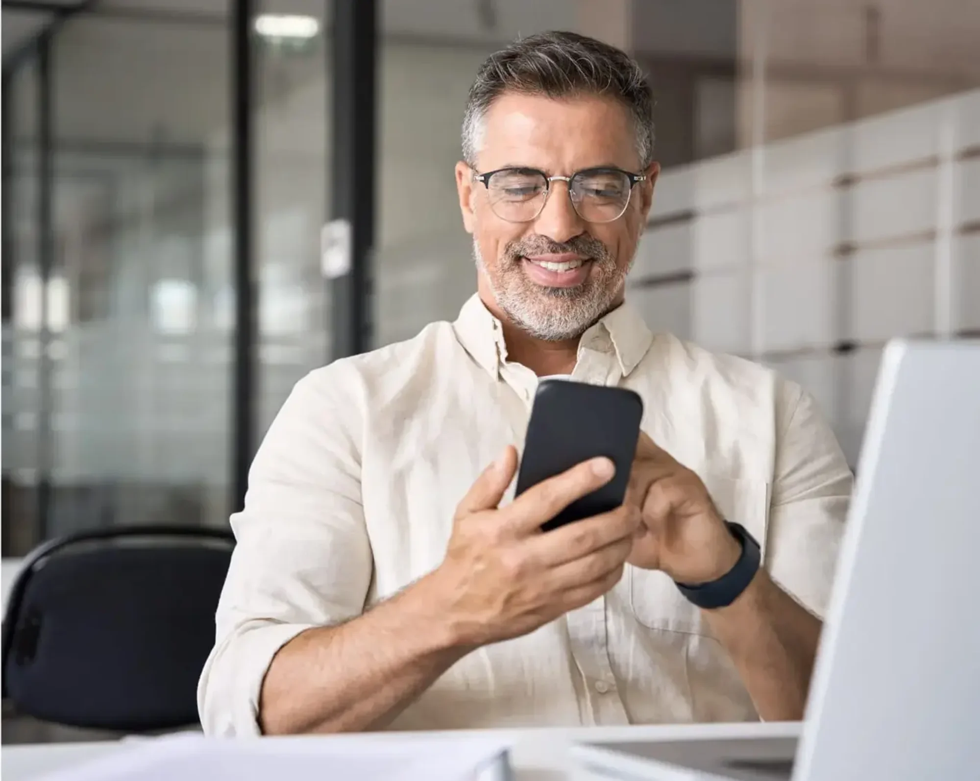 business man contacting client on his phone