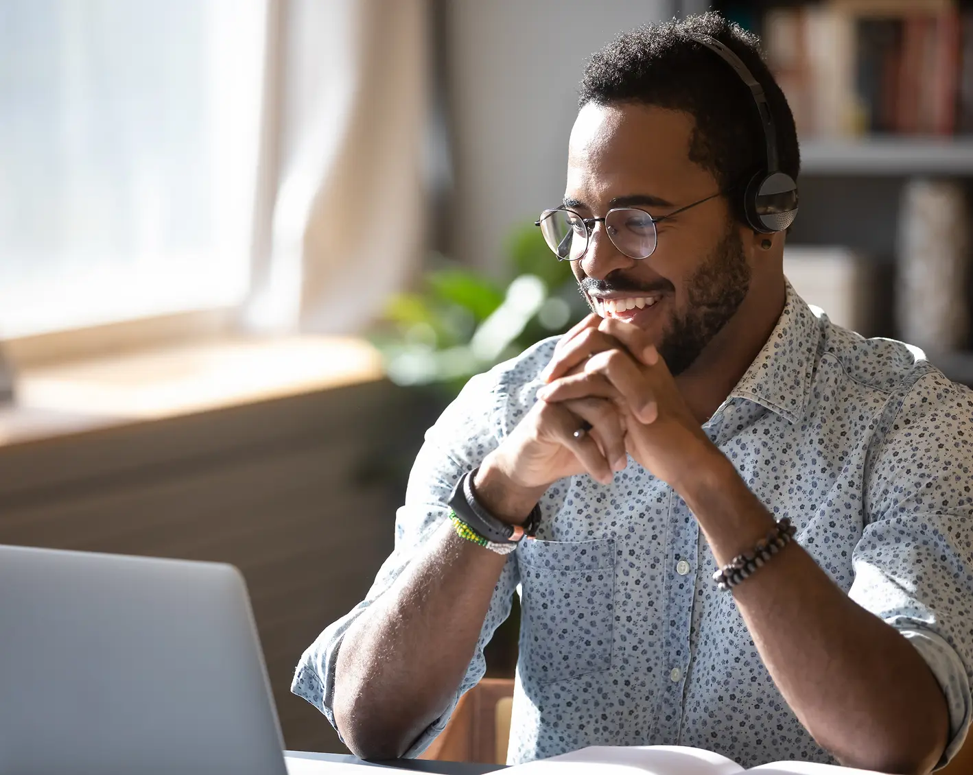 professional employee on a video call with client
