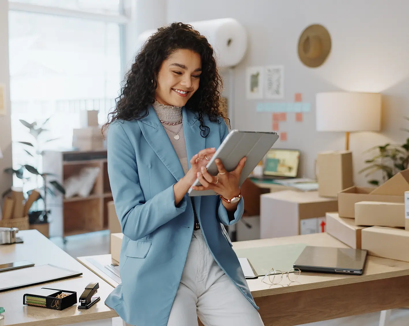 business employee looking over pop benefits