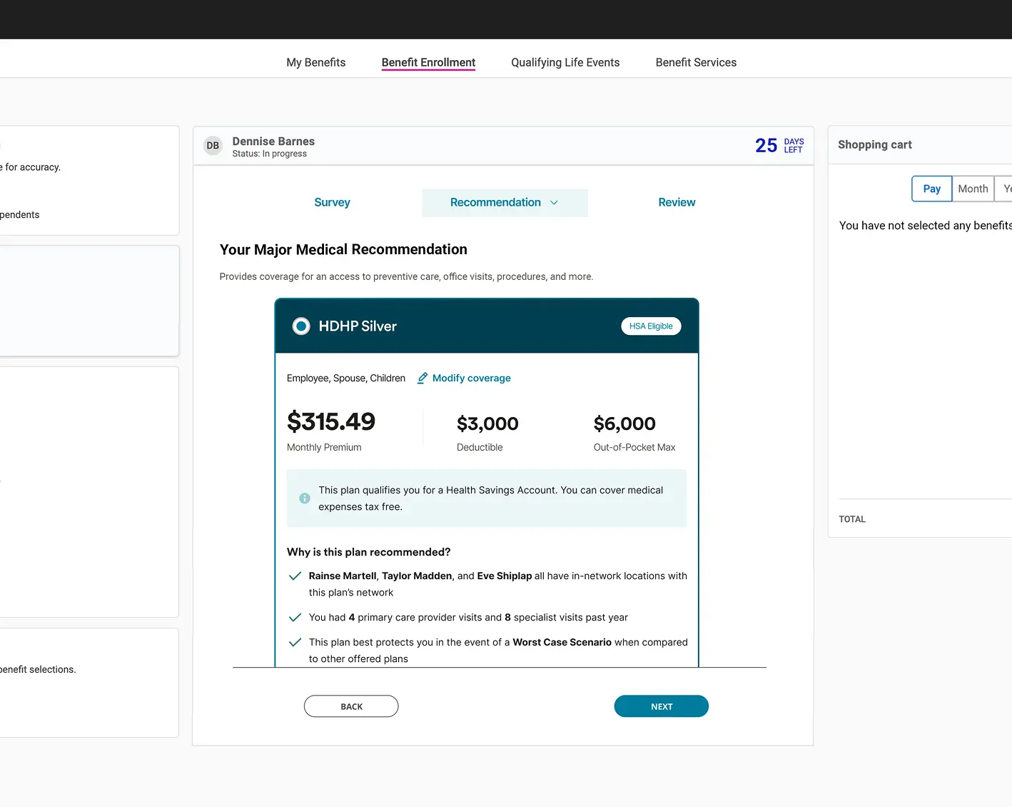 view of screen showing employees supported at every stage