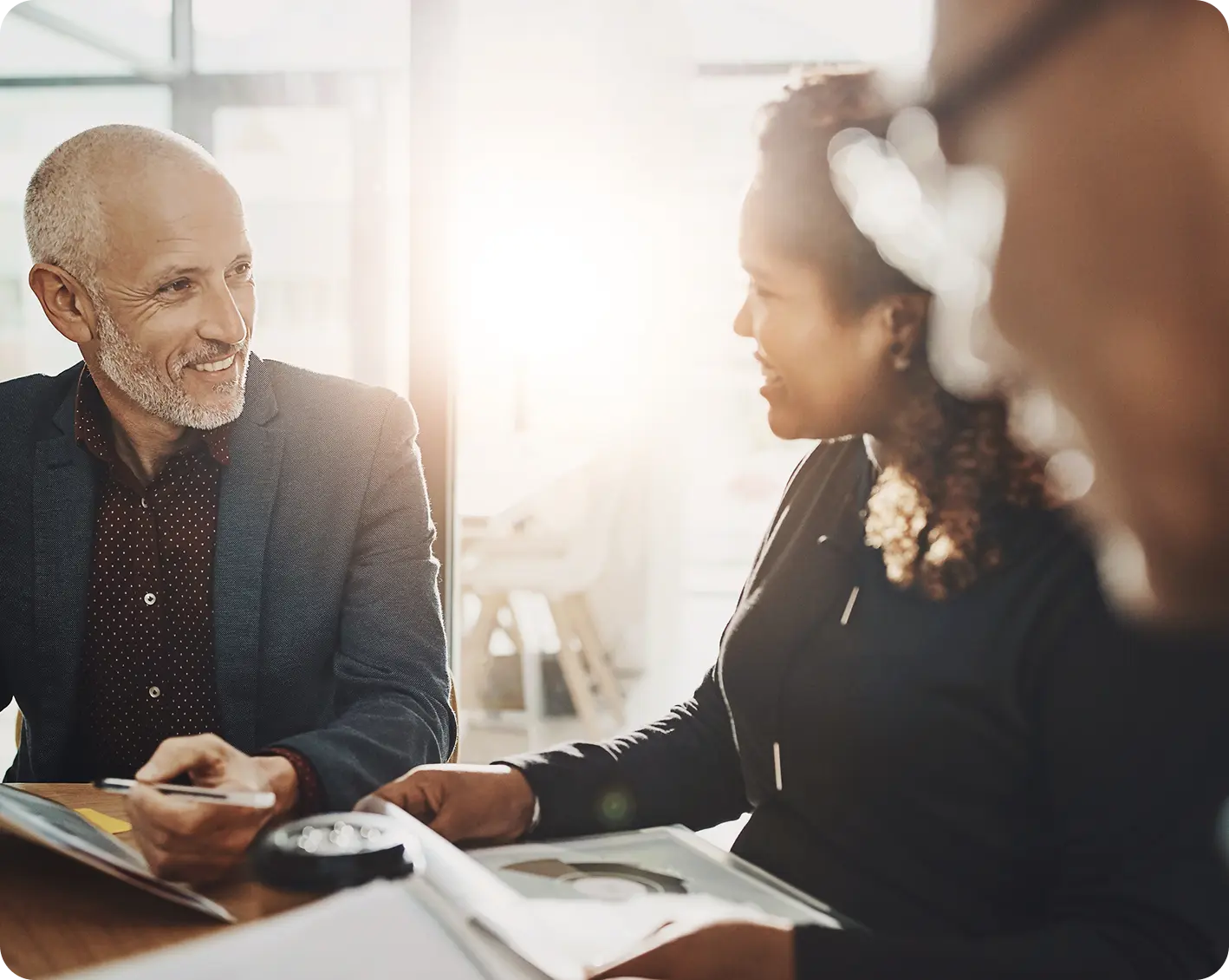 financial group talking together