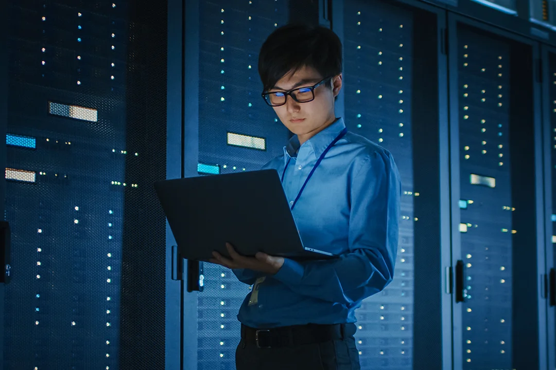 Man looking at his computer 
