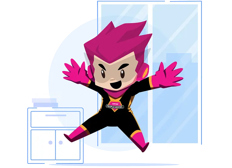 superhero jumping in air