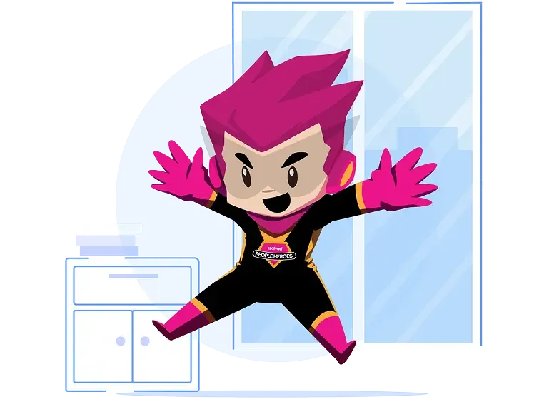 superhero jumping in air