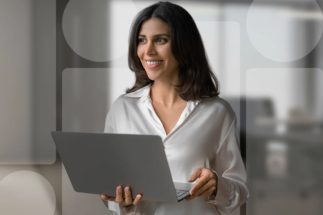 Woman looking at a laptop
