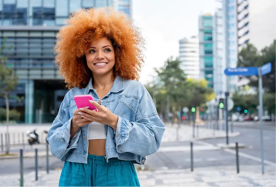 employee looking over premium only plans on phone