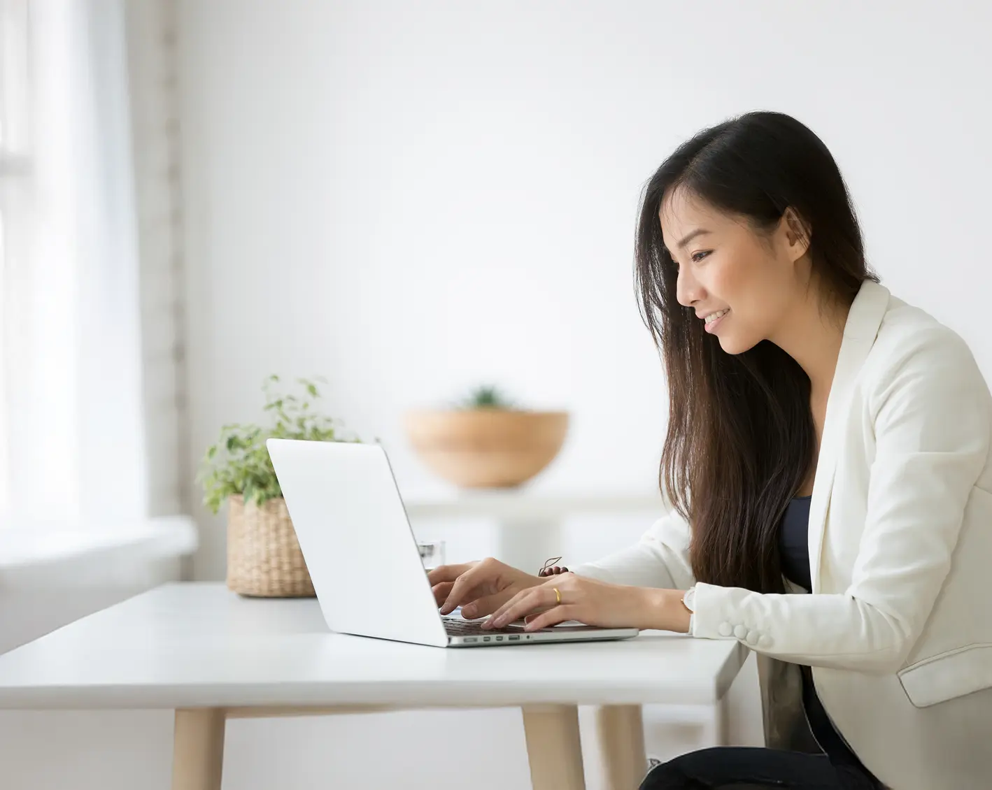 new employee happily filling out onboarding