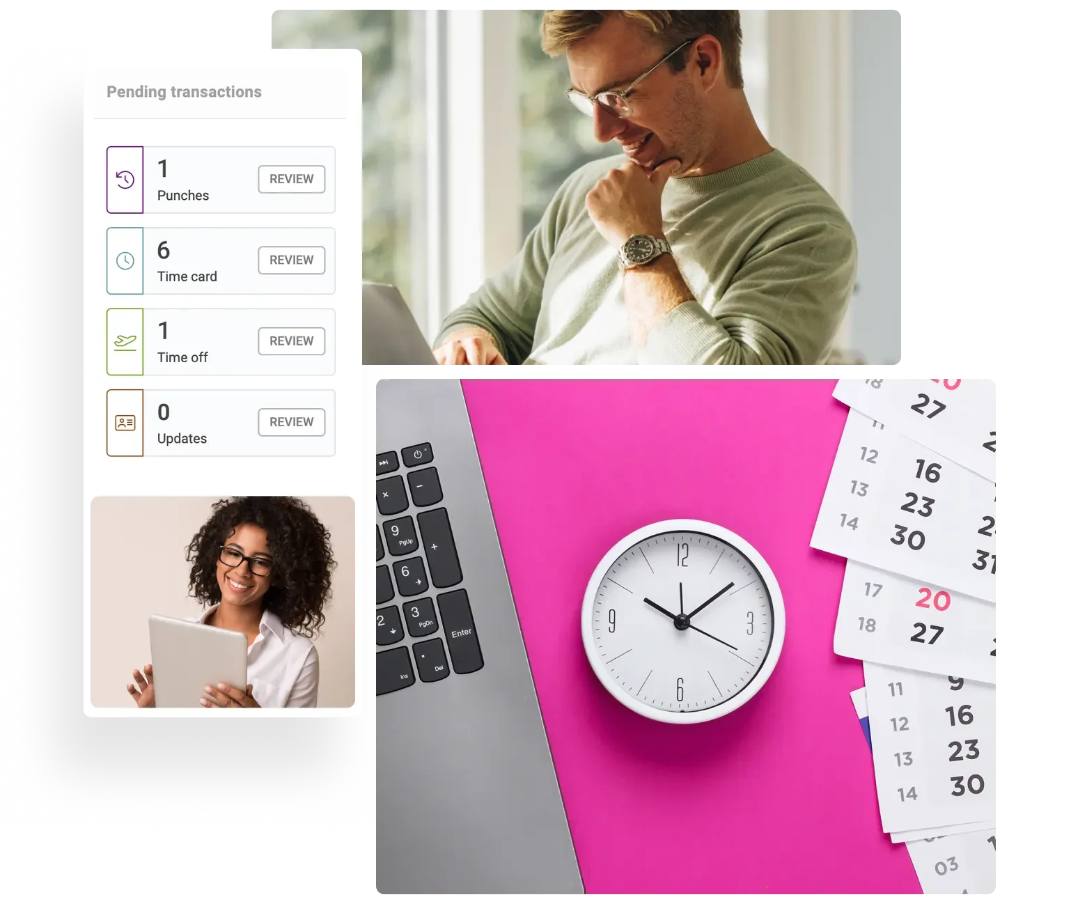 collage of time tracking images