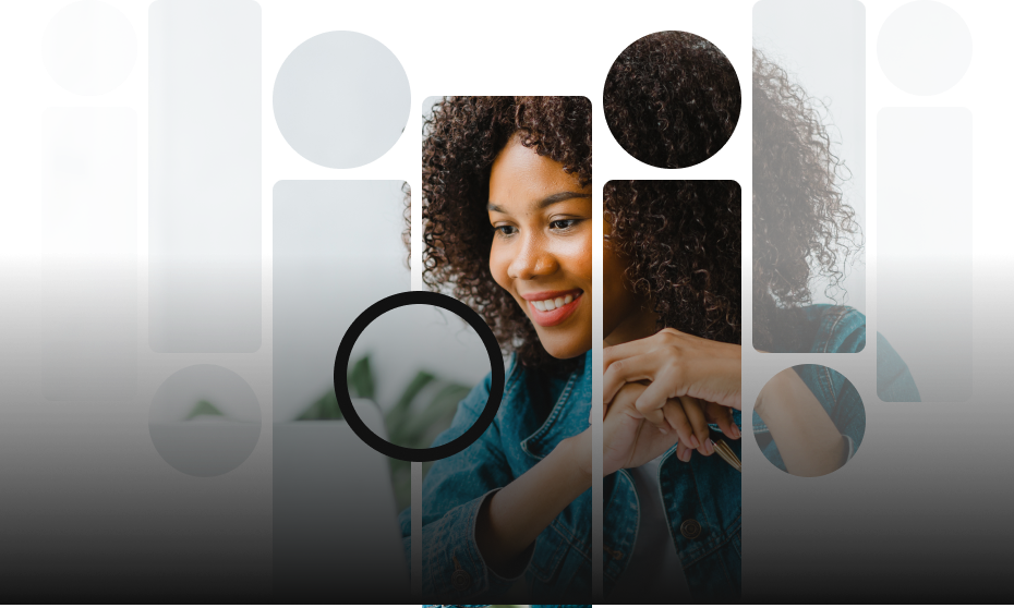 Woman with a letter pattern