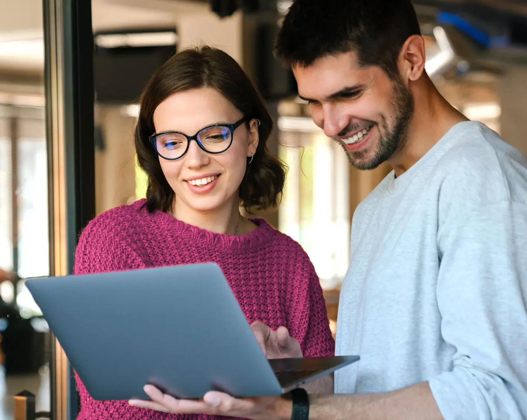 employees looking at computer