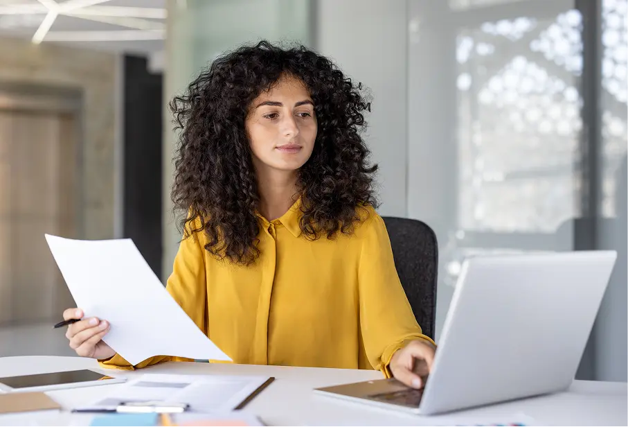 woman working on computer