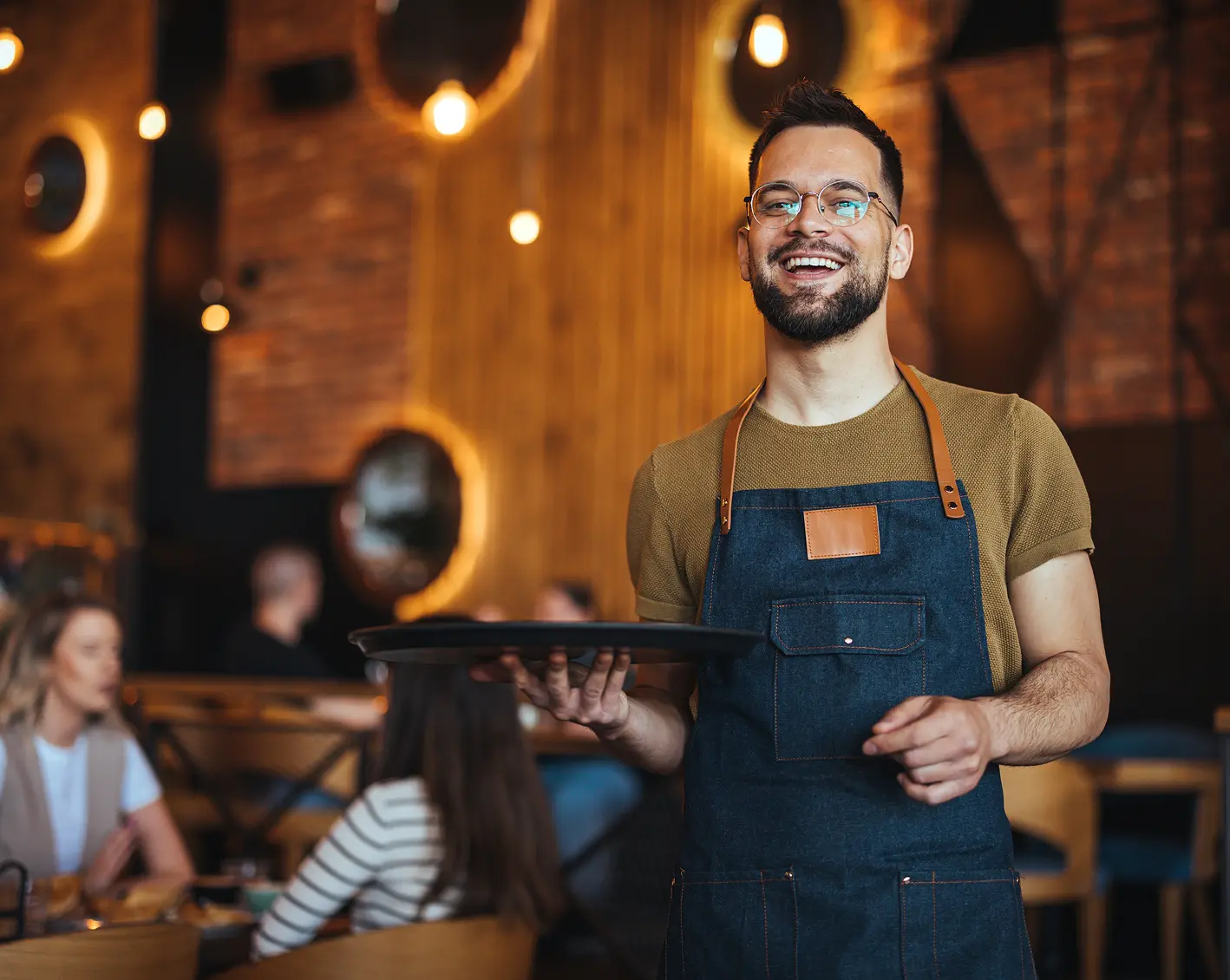 smiling restaurant employee