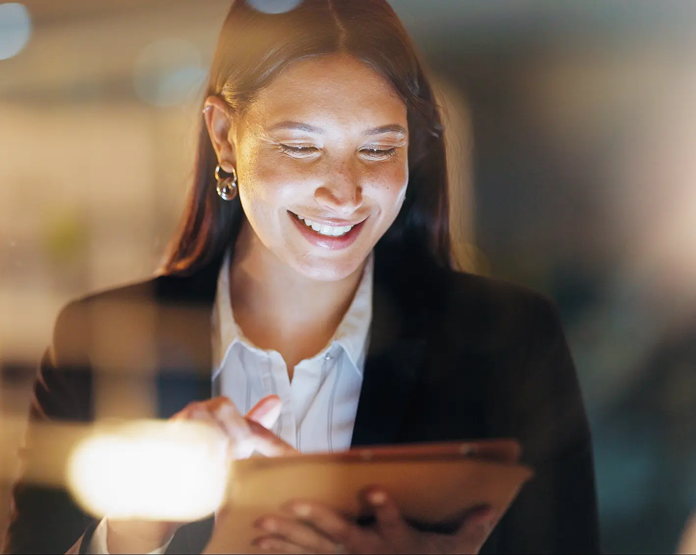 smiling employee happy at work 