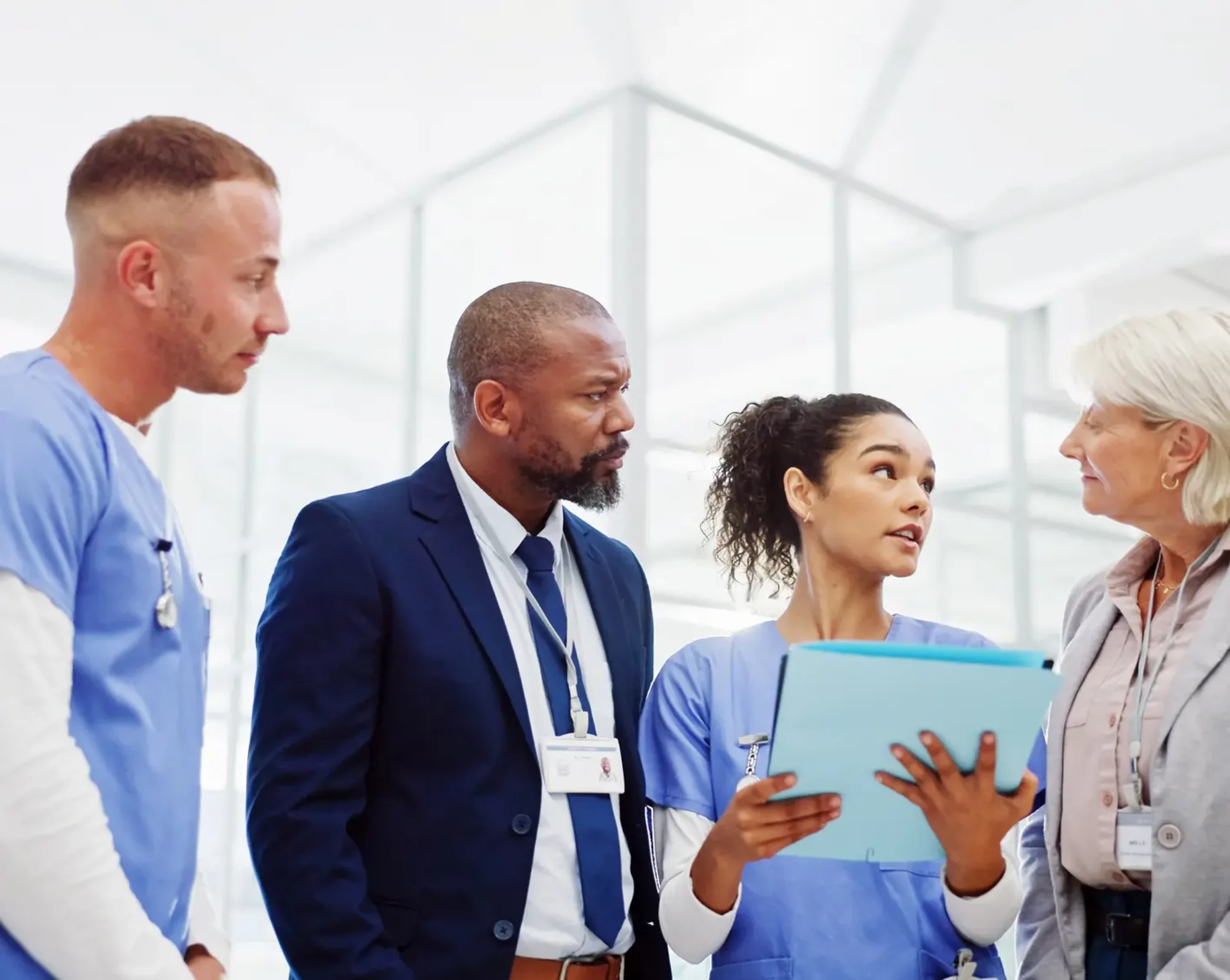 healthcare administrators discuss important info