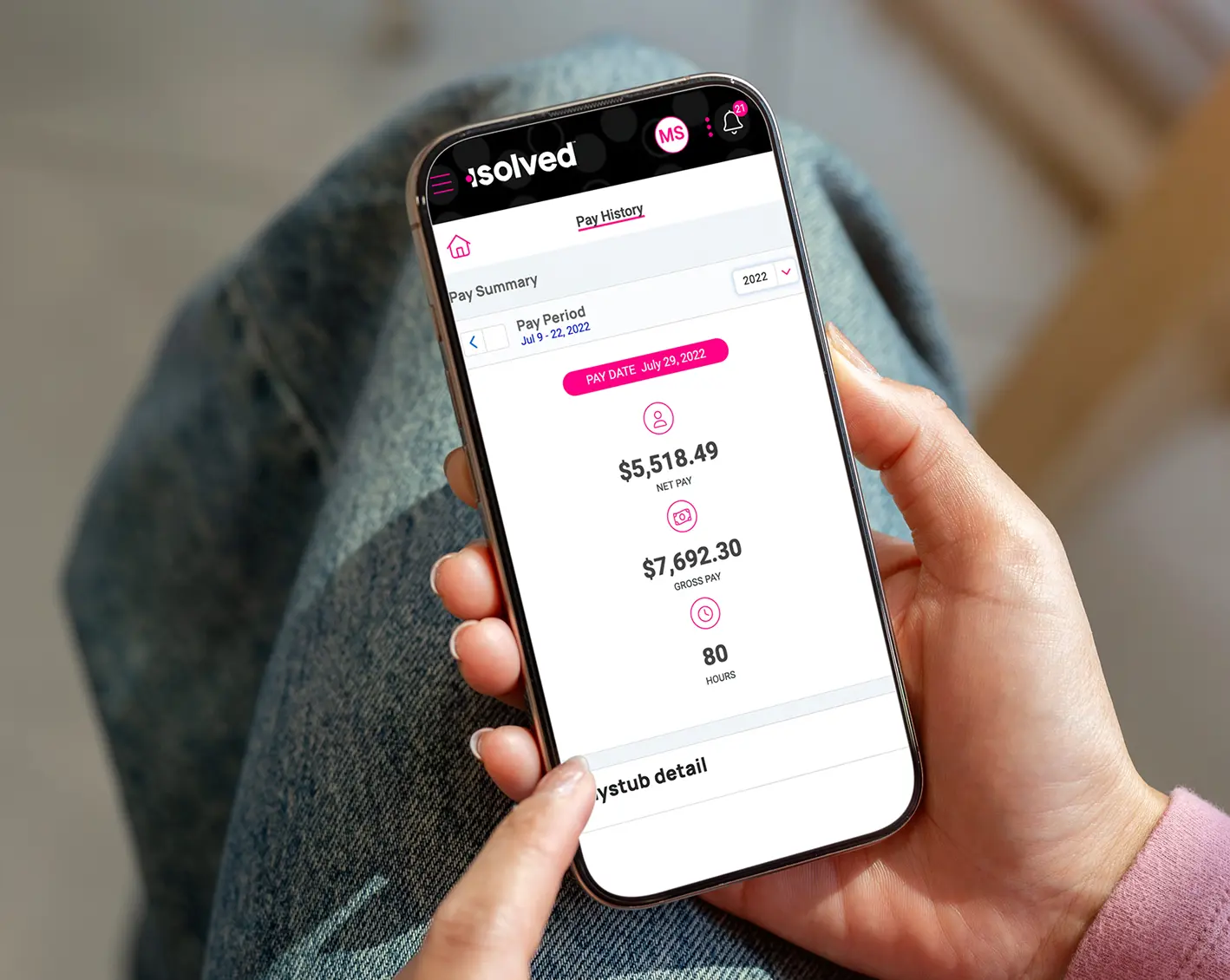 employee using the people cloud app on their phone