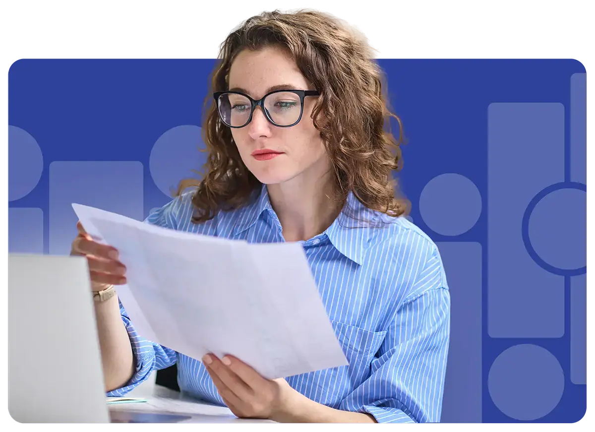 financial advisor looking over notes for client