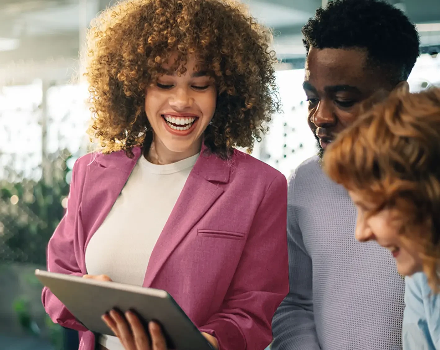 hr manager showing coworkers how easy it is to access support