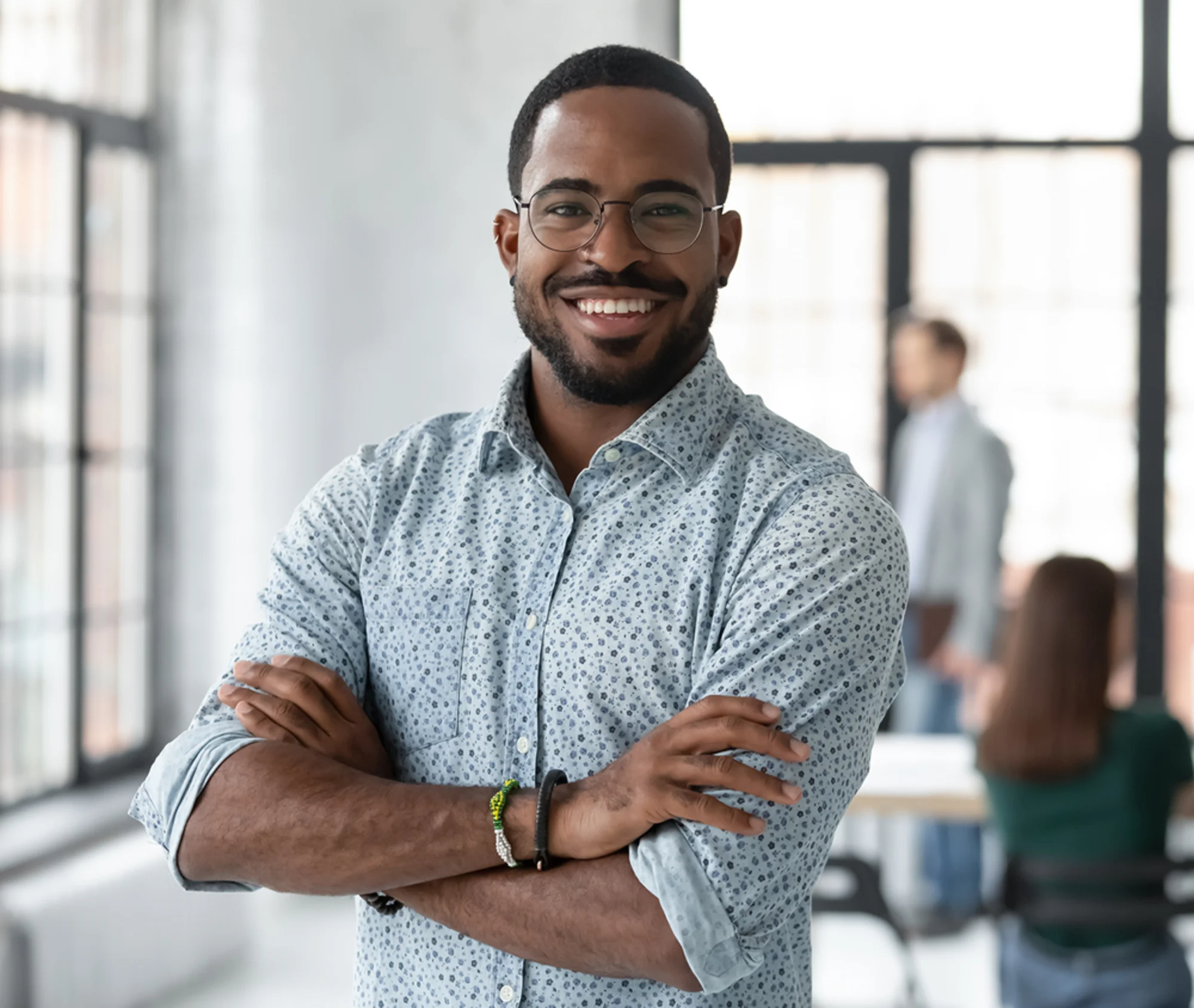 smiling man excited about new job