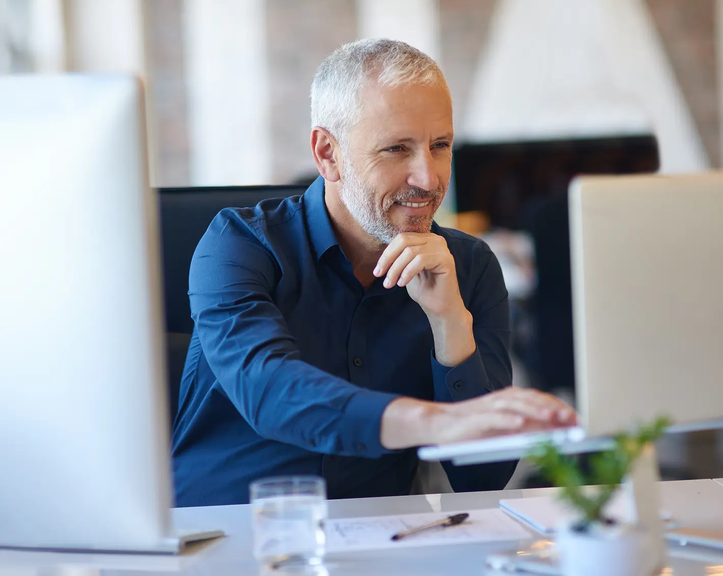 man working at home office