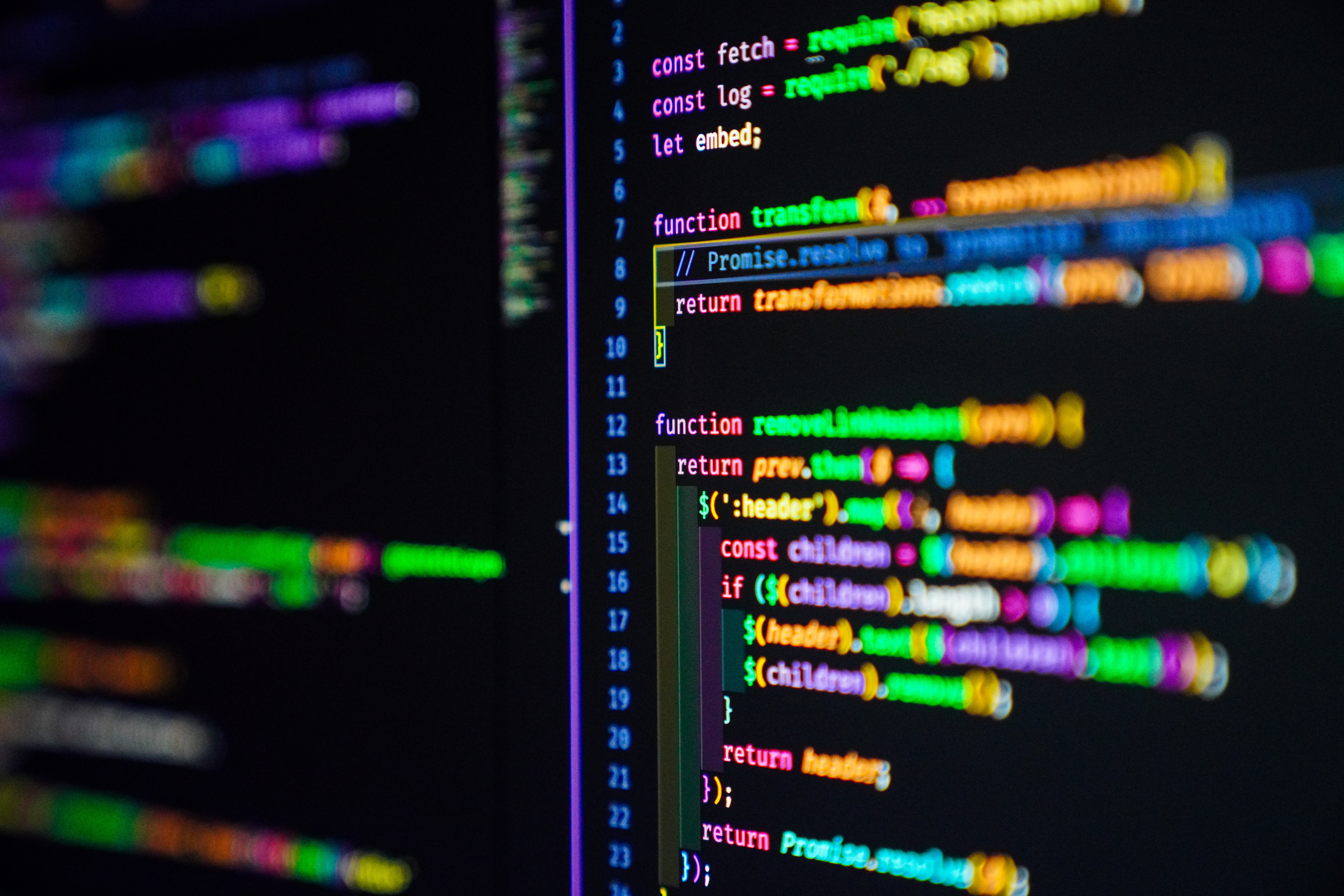 Code on screen of laptop