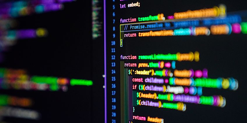 Code on screen of laptop