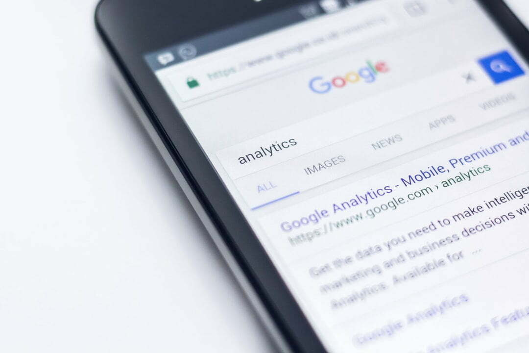 A phone showing analytics search
