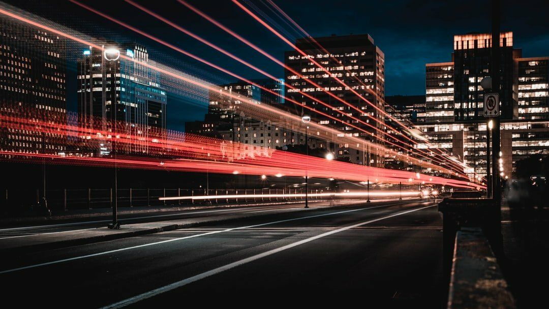 Light trails on busy road
