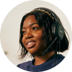 Portrait of a Safe Ride Support teammate wearing a headset
