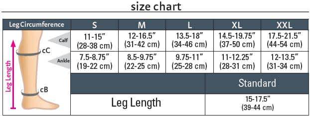 Duomed Relax Socks - Sizing Chart