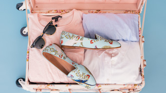A packed travel suitcase