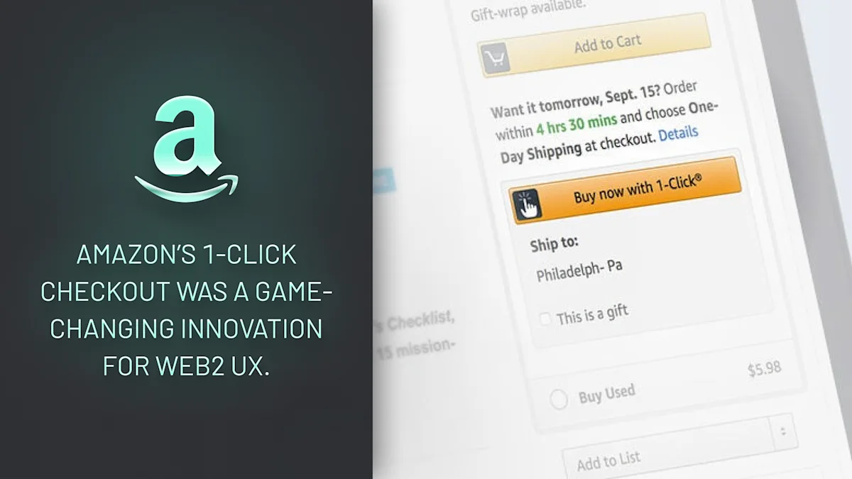 Amazon's 1-click checkout was a game-changing innovation for web2 user experience (UX).