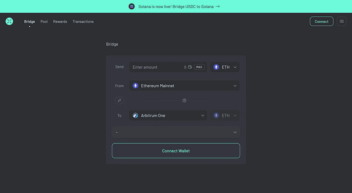 Navigate to the Across Bridge app and connect your wallet.