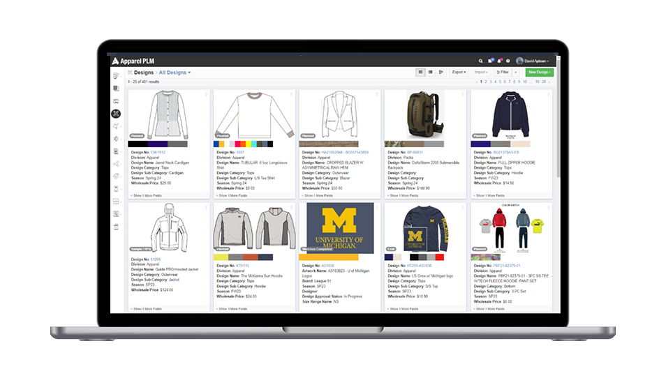 Screen using Apparel ERP