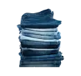 Stack of blue jeans