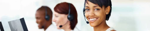 Customer service agents with headsets on