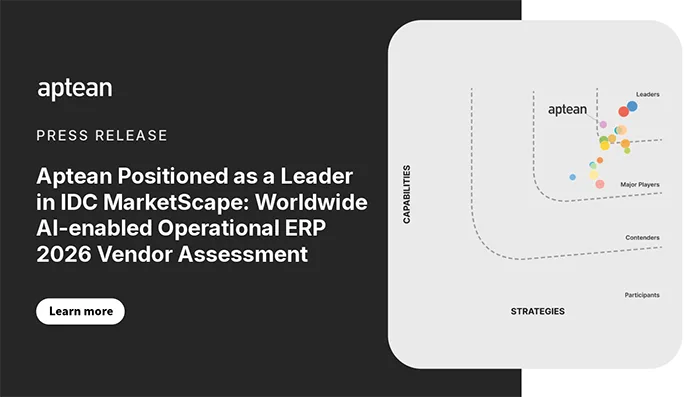 Aptean Positioned as a Leader in IDC MarketScape: Worldwide AI-enabled Operational ERP 2026 Vendor Assessment