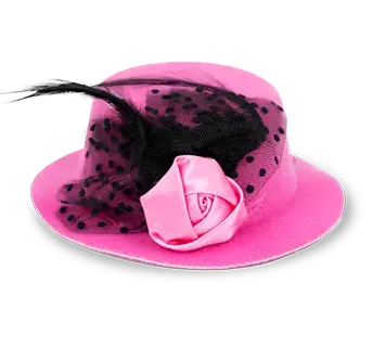 Roze hoed met bloem erop