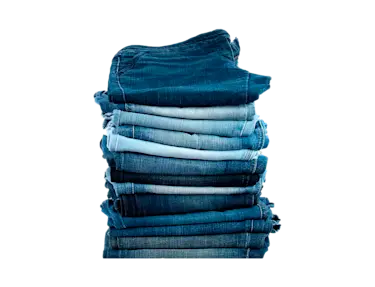 A pile of blue jeans.