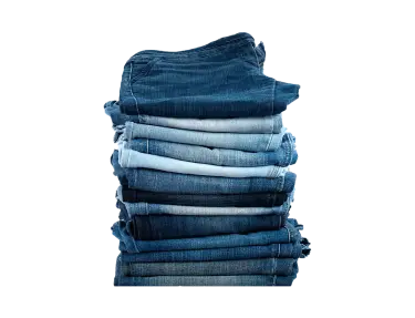 A pile of blue jeans.