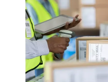 Person RF scanning boxes and tracking on a tablet.