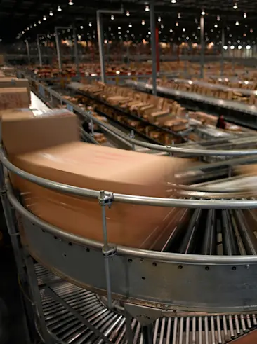 Boxes in factory conveyor line 