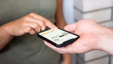 Finger tapping barcode on screen