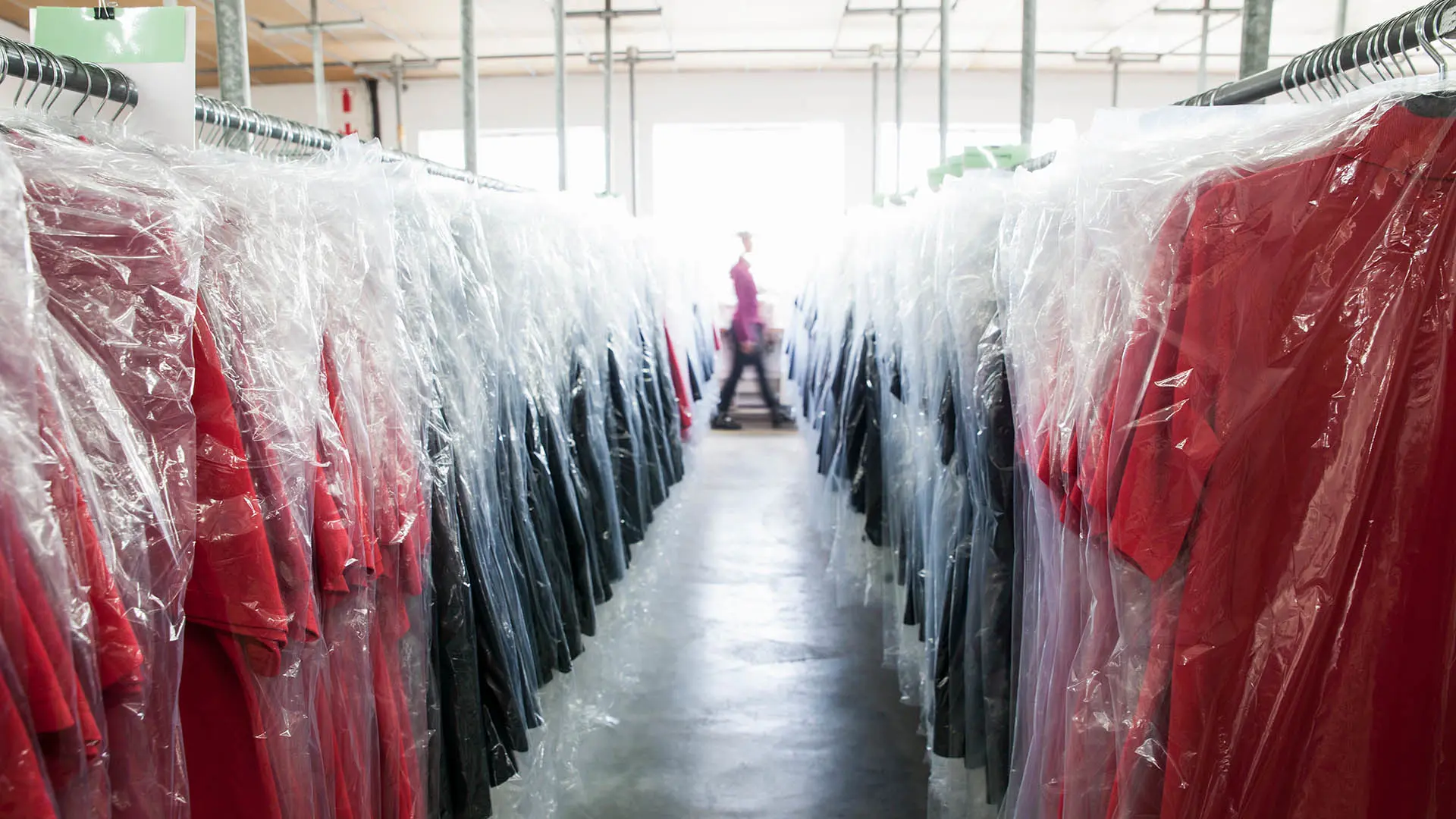 Clothing apparel inventory on hanger racks