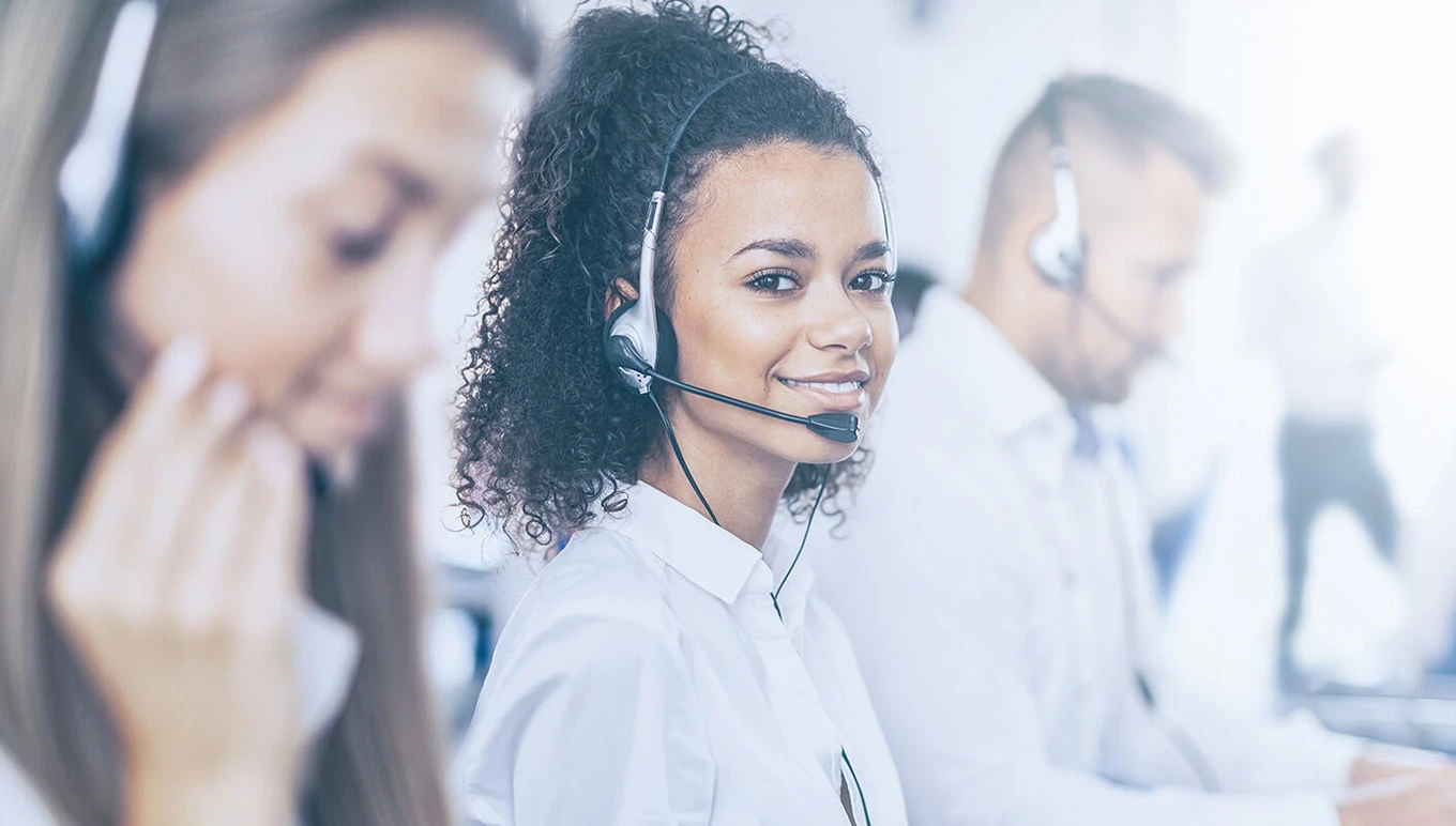 Customer service reps on phone bank