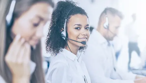 Customer service reps on phone bank