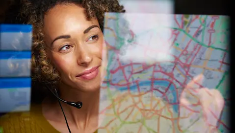 Woman mapping best route