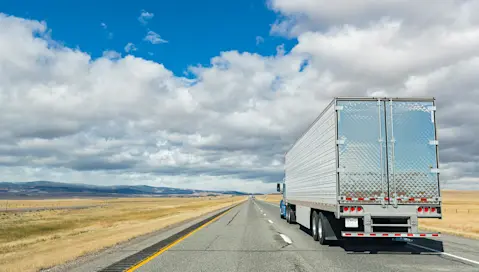 Trucking on open road